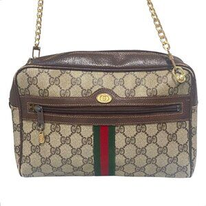 Vintage Gucci GG Supreme Sherry Line Shoulder Bag in Tan Brown